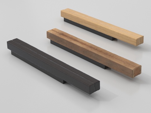 现代实木柱子 木板 木头 木材su模型