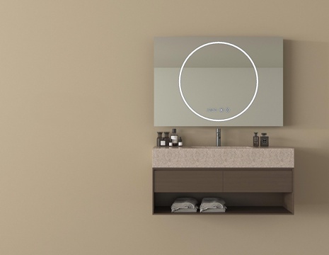 现代洗手台 镜子 洗漱台 悬空浴室柜su模型