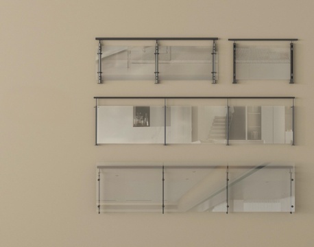 现代围栏护栏 玻璃栏杆 扶手 阳台围栏su模型