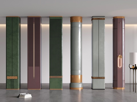 新中式柱子 方柱子 圆柱子 造型装饰柱su模型