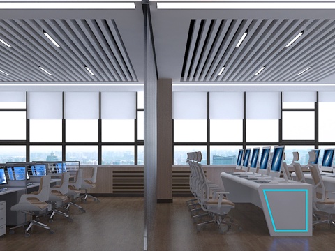  信息化调度室/现代监控室3d模型 