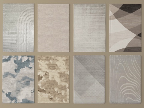 新中式地毯组合 方形地毯su模型