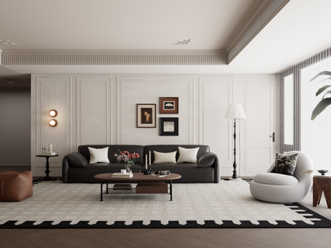 中古风客厅su模型