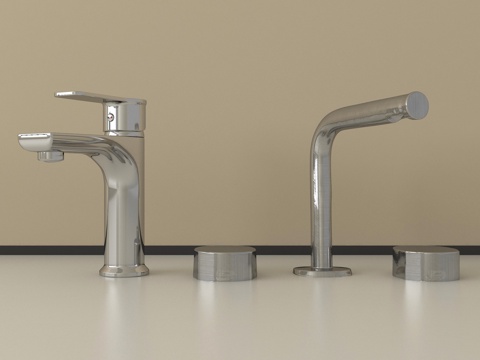 现代水龙头 不锈钢水龙头su模型