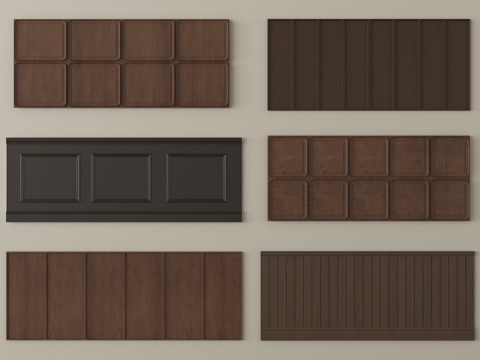 法式护墙板 墙裙 背景板su模型