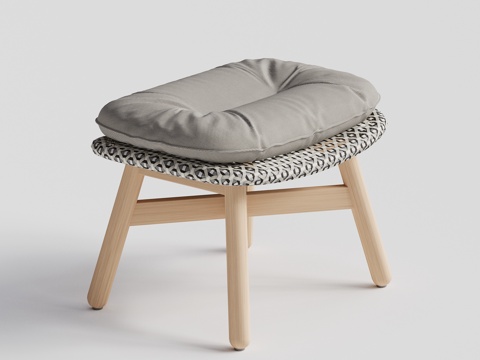 DEDON - 现代户外凳 藤编柚木脚踏su模型