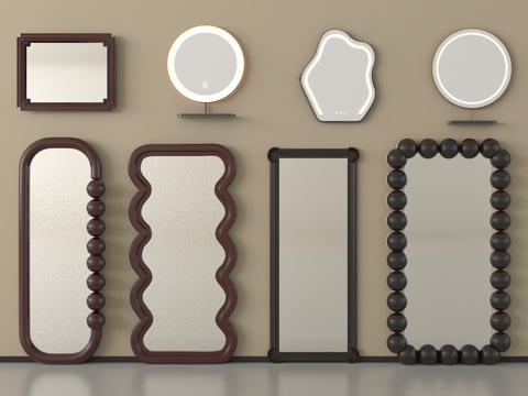 中古侘寂风镜子 全身镜 化妆镜 装饰镜 落地镜 梳妆镜su模型