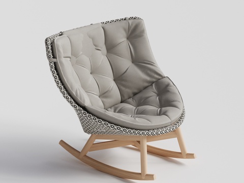 DEDON - 现代户外椅 藤编椅 单人椅 柚木摇椅休闲椅su模型