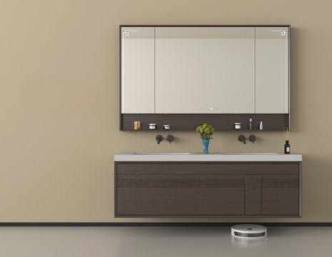 现代浴室柜 悬空浴室柜 镜柜 卫浴用品su模型