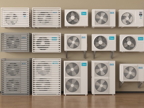 现代空调外机 外机罩 保护罩 百叶格栅su模型