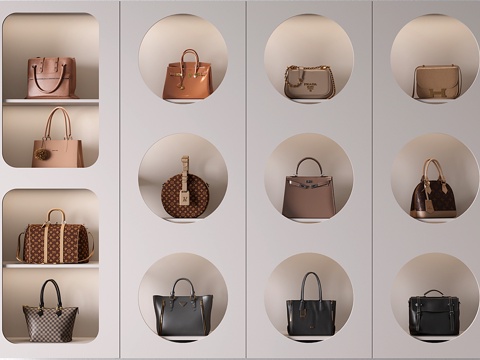 现代女士皮包 手提包 挎包 单肩包 男士包su模型