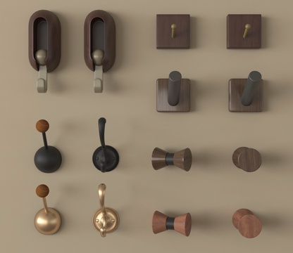 中古风挂钩 挂衣钩 挂衣架su模型