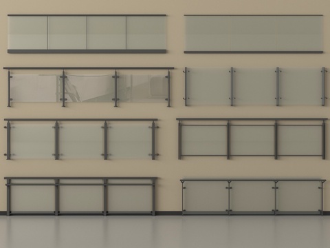 现代围栏护栏 玻璃栏杆 扶手 阳台围栏su模型