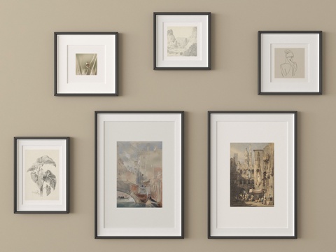 法式挂画 装饰挂画su模型