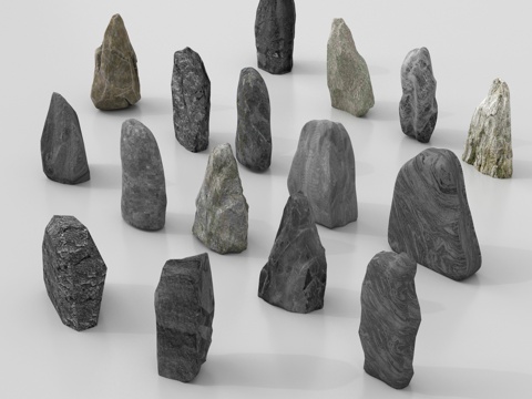 现代石头 黑石头 景观石su模型