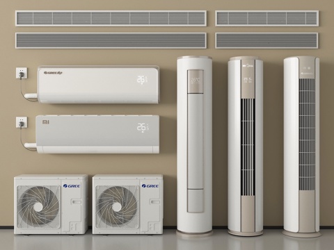 现代空调 壁挂空调 立式空调 中央空调 空调外机su模型