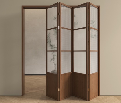 中古玻璃折叠门 阳台折叠门 厨房折叠门 玻璃移门su模型