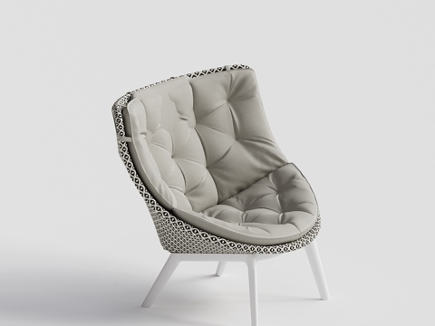 DEDON - 现代户外椅 藤编椅 单人椅 柚木休闲椅su模型