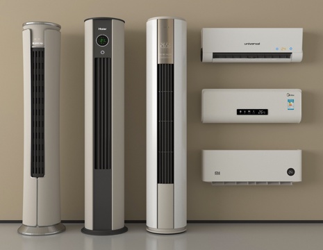 现代空调 壁挂空调 立式空调su模型