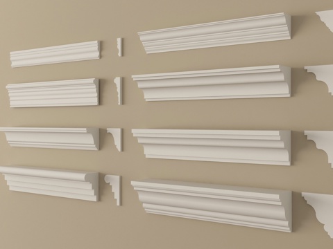 法式石膏线 阴角线 踢脚线su模型