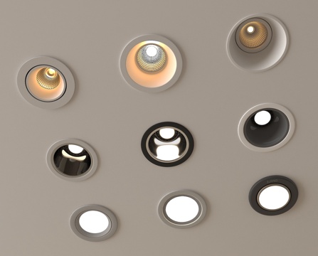 现代筒灯射灯 嵌入式筒灯射灯 牛角灯su模型