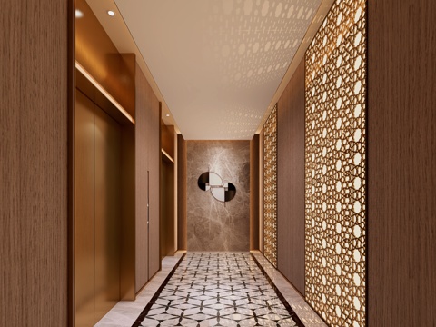  酒店电梯间3d模型 