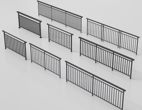 现代围栏护栏 铁艺栏杆 扶手su模型