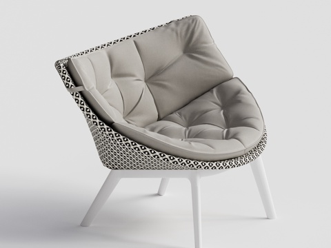 DEDON - 现代户外椅 藤编椅 单人椅 柚木休闲椅su模型