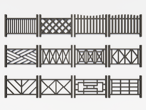 现代风格护栏 栏杆 护栏 围栏 防护栏 阳台护栏 花格栏杆su模型