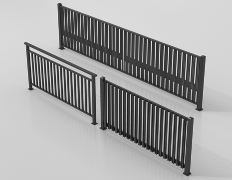 现代围栏护栏 铁艺栏杆 扶手su模型