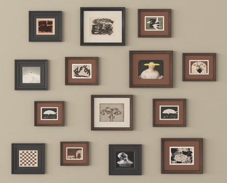 中古风挂画 装饰挂画su模型