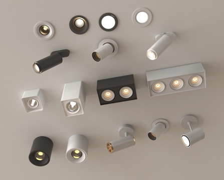 现代筒灯射灯 明装筒灯 嵌入式筒灯射灯su模型