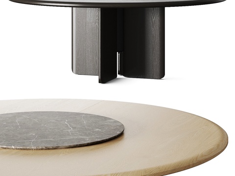 Minotti 现代木纹圆形餐桌su模型