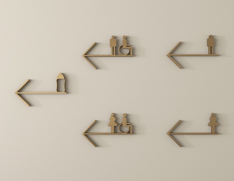 现代标识标牌 卫生间导视牌 洗手间导视牌su模型