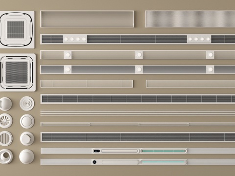 现代吸顶式中央空调 空调出风口 圆形出风口 排气口su模型