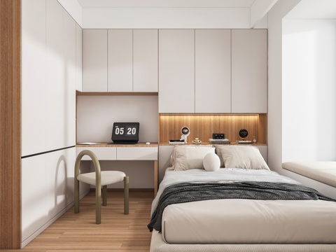  现代卧室 榻榻米 书桌3d模型 