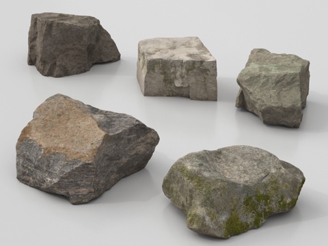  现代景观石 石头 岩石 石材3d模型 