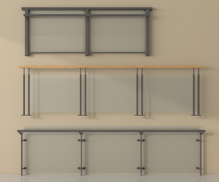 现代围栏护栏 玻璃栏杆 扶手 阳台围栏su模型