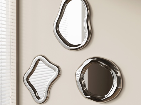 现代镜子 金属镜子 创意镜子su模型
