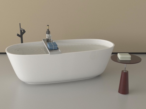 现代浴缸 一体式浴缸 椭圆形浴缸 卫浴小件su模型