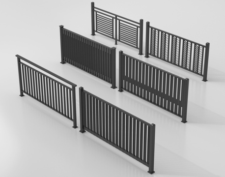  现代铁艺栏杆 护栏 围栏 铁艺栅栏 防护栏 阳台栏杆3d模型 