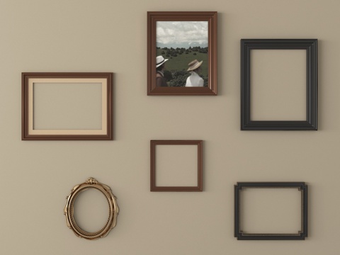 中古相框 挂画相框 镜框 装饰挂画su模型