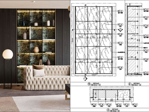 层板书架、不锈钢展示架、金属层板灯带柜、开放式书柜架子cad施工图