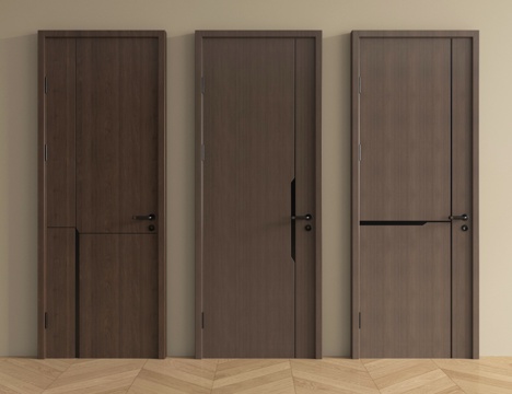 现代单开门 平开门 卧室门 木门su模型