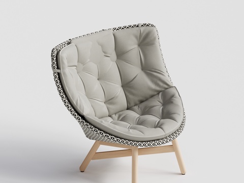 DEDON - 现代户外椅 藤编椅 高背单人椅 柚木休闲椅su模型