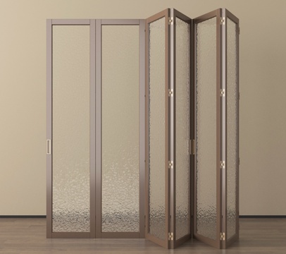 中古风折叠门 磨砂玻璃折叠门su模型