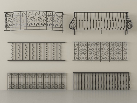 欧式栏杆 围栏护栏 铁艺栏杆su模型