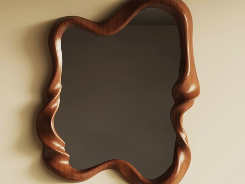 现代中古镜子 浴室镜 化妆镜su模型