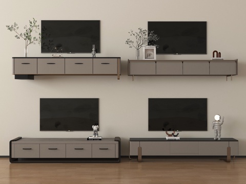 现代电视柜 落地电视柜 成品电视柜 电视su模型