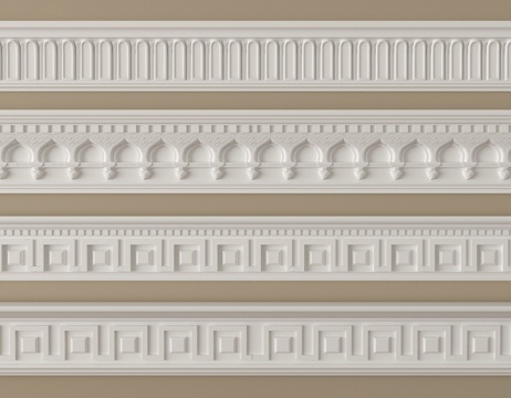 简欧石膏线 石膏构件 线条su模型
